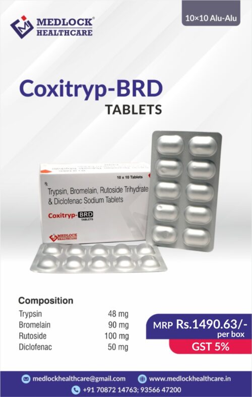 COXITRYP-BRD | Trypsin, Bromelain, Rutoside Trihydrate and Diclofenac Sodium Tablet