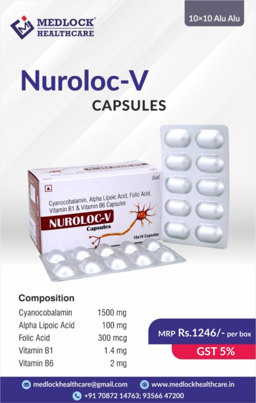 NUROLOC-V CAPSULE | Methylcobalamin Alpha Lipoic Acid Vitamin B1 Vitamin B6 And Folic Acid Capsules