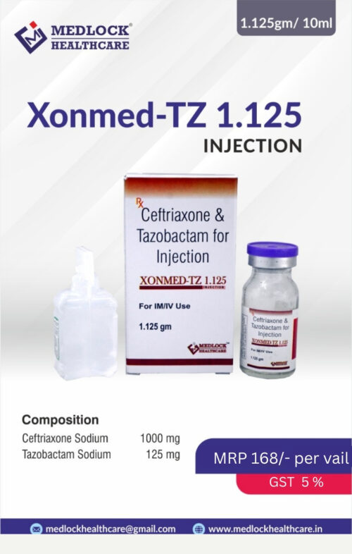 XONMED TZ 1.125 |  Ceftriaxione Sodium 1000 mg and Tazobactum 125 mg Injection