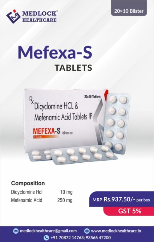 MEFEXA-S | Mefenamic acid 250mg and Dicyclomine 10mg Tablet