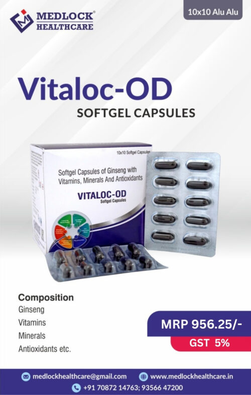 VITALOC-OD | Ginseng, Multivitamin and Multiminral Capsule Soft gel Capsule